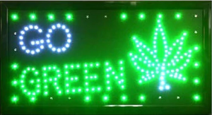 Go Green Leaf LED Sign