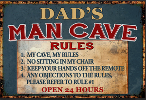 Dad's Man Cave Rules Decor