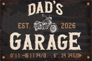 Personalized Dad's Motorcycle Sign – Custom Man Cave Wall Decor