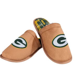 Green Bay Packers Brown Suede Slippers