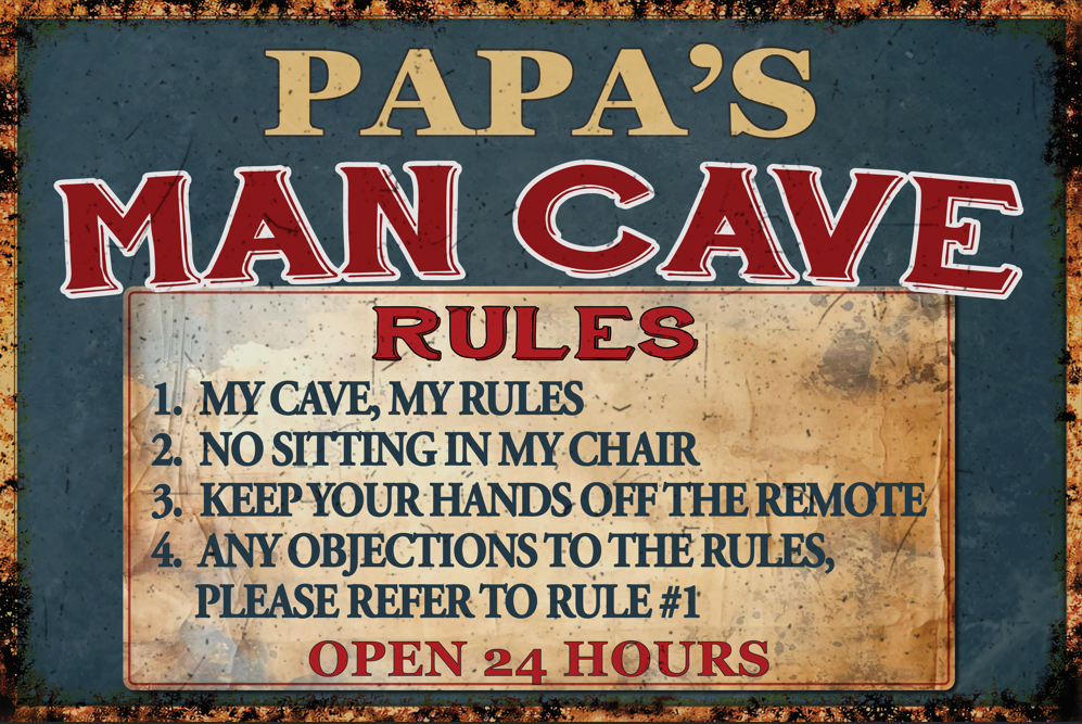 Papa's Man Cave Rules Decor