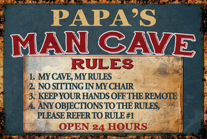 Papa's Man Cave Rules Decor