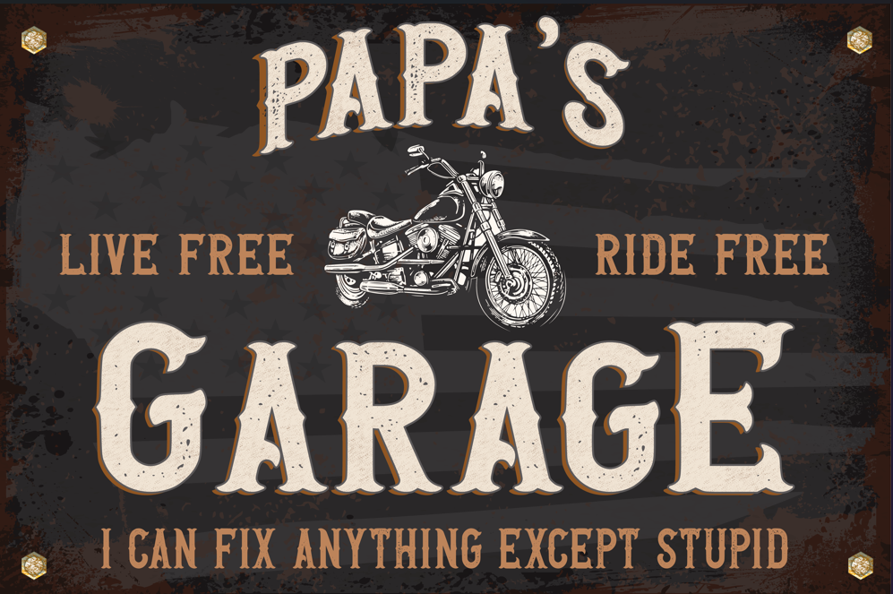 Papa's Motorcycle Garage Decor