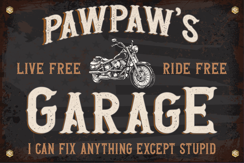 Pawpaw's Motorcycle Garage Decor