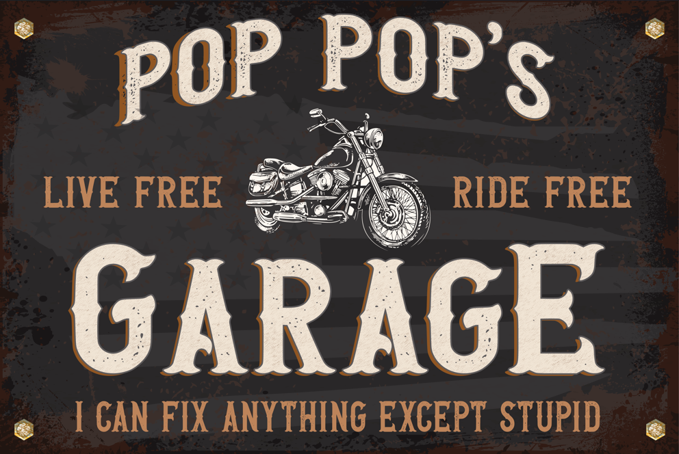 Pop Pop's Motorcycle Garage Decor