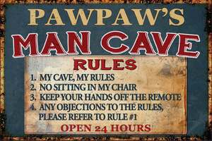 Pawpaw's Man Cave Rules Decor