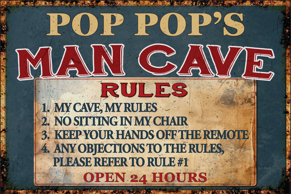 Pop Pop's Man Cave Rules Decor
