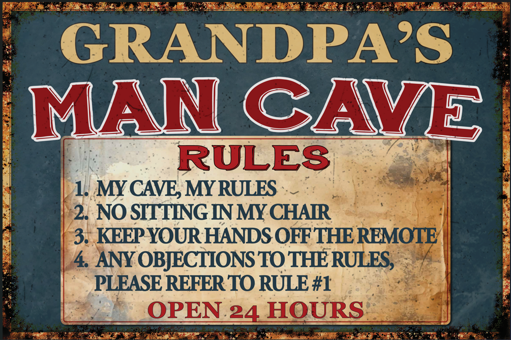 Grandpa's Man Cave Rules Decor