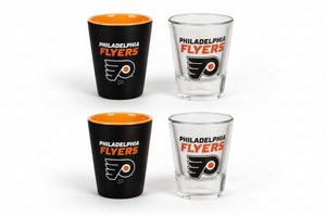 Philadelphia Flyers 4 Piece Ceramic and Glass 2oz. Shot Glass Set