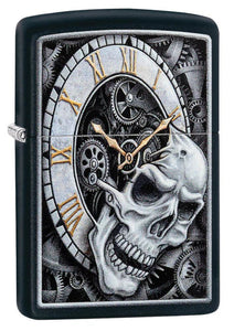 Skull Clock Design Zippo Lighter