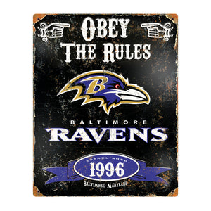 Baltimore Ravens Obey Rules Metal Sign
