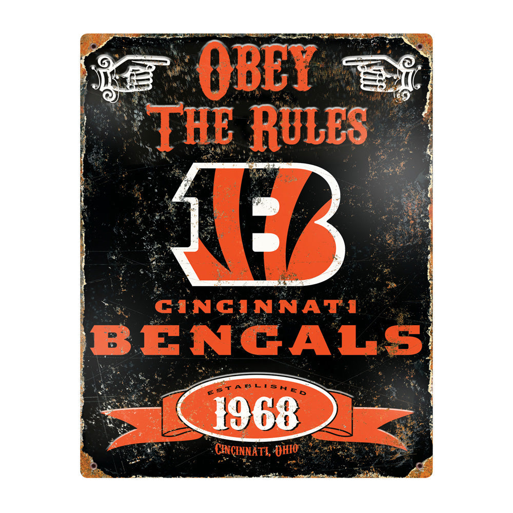 Cincinnati Bengals Obey Rules Metal Sign
