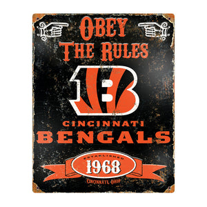 Cincinnati Bengals Obey Rules Metal Sign