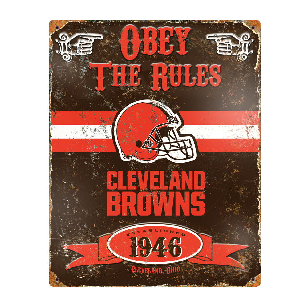 Cleveland Browns Obey Rules Metal Sign
