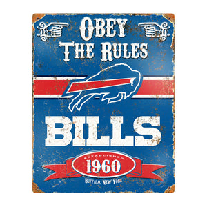 Buffalo Bills Obey Rules Metal Sign