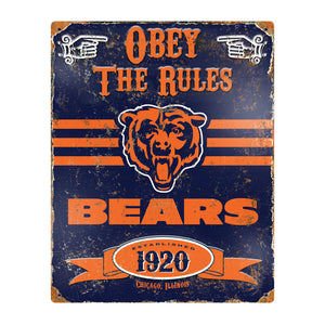 Chicago Bears Obey Rules Metal Sign