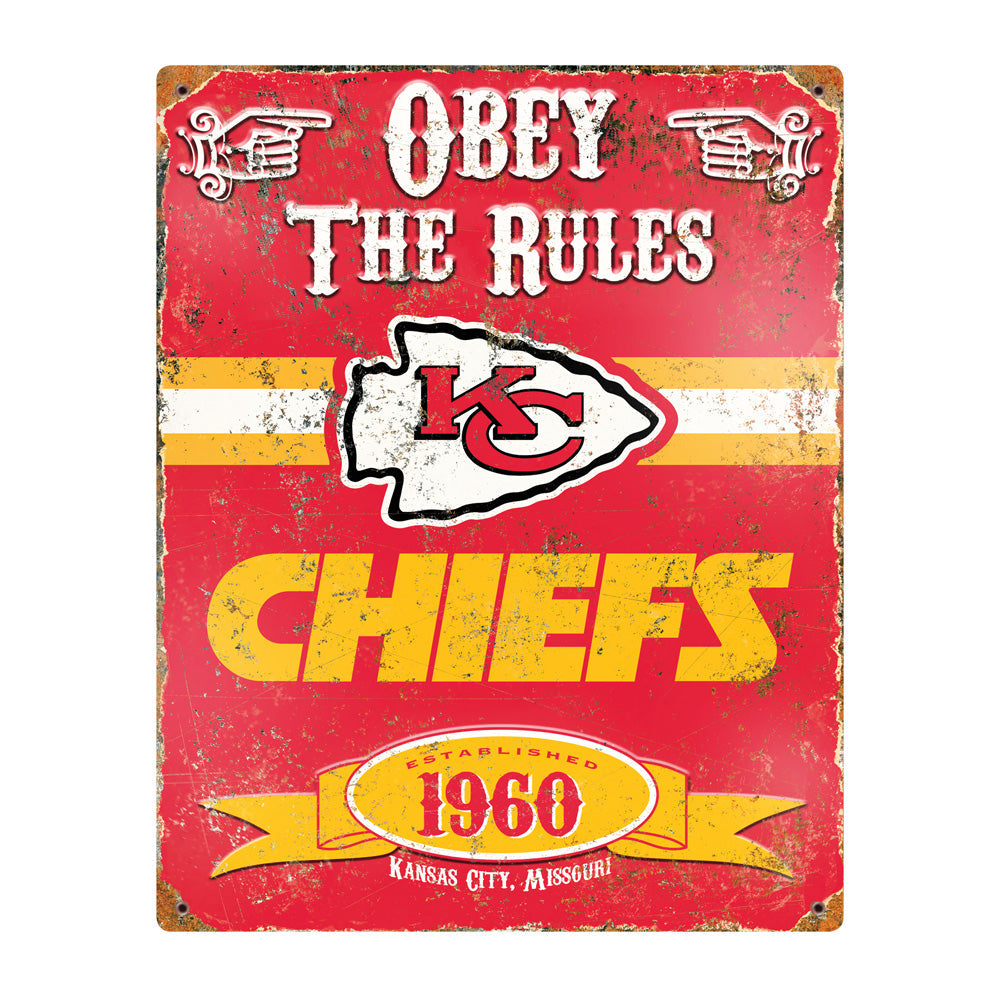 Kansas City Chiefs Obey Rules Metal Sign