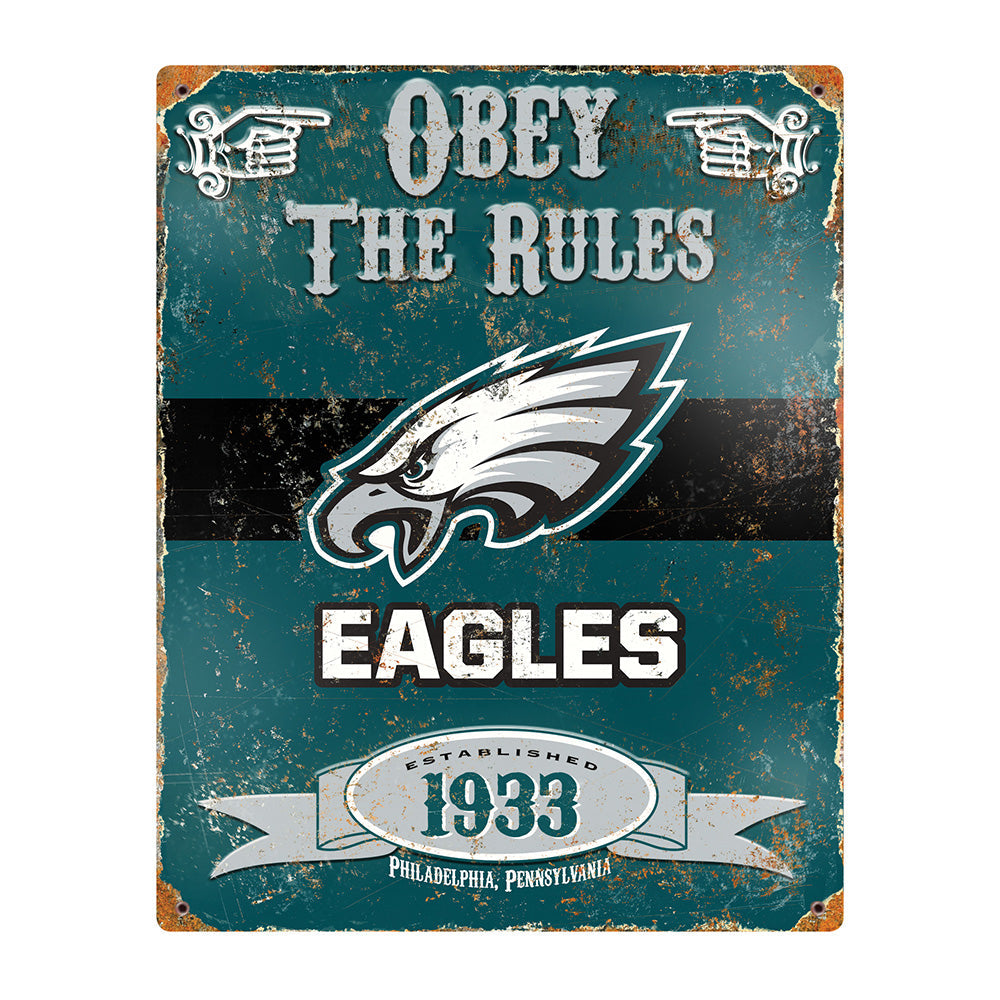 Philadelphia Eagles Obey Rules Metal Sign