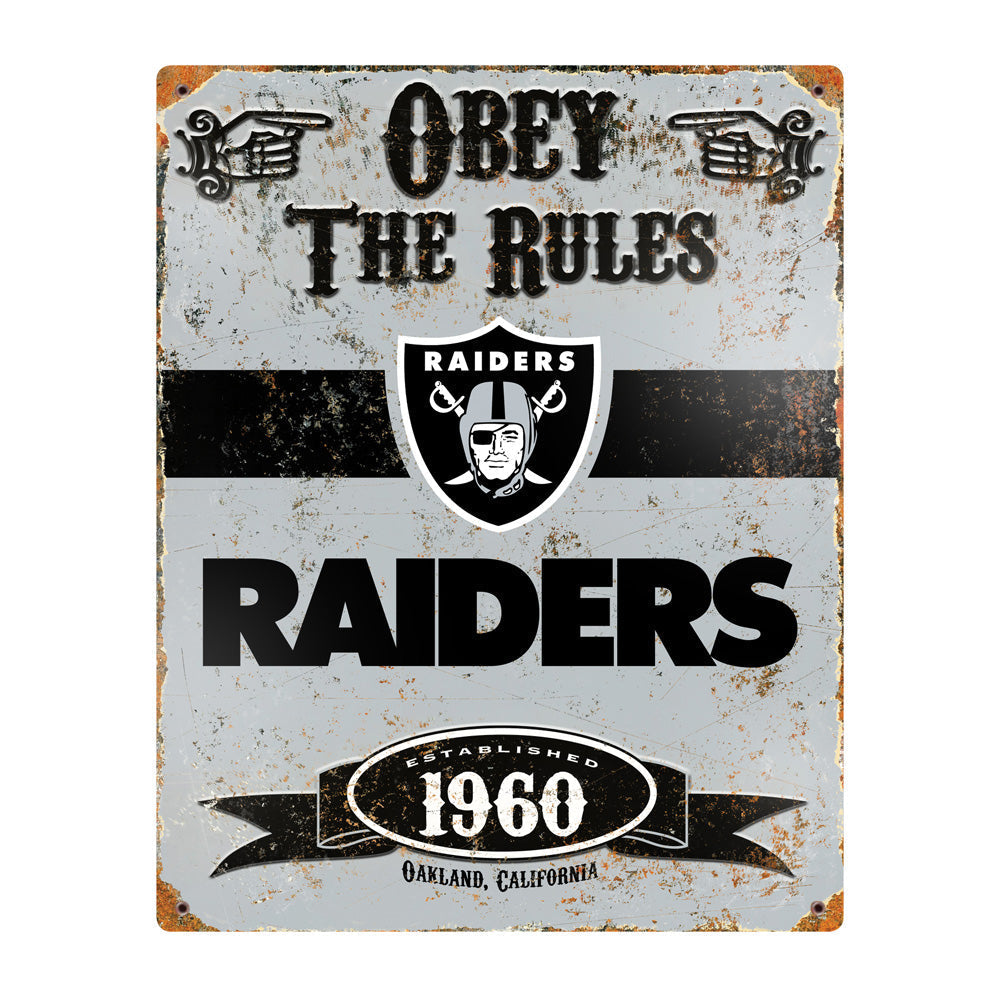 Las Vegas Raiders Obey Rules Metal Sign
