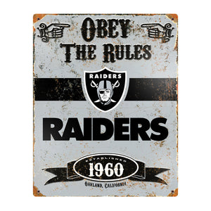 Las Vegas Raiders Obey Rules Metal Sign