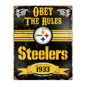 Pittsburgh Steelers Obey Rules Metal Sign