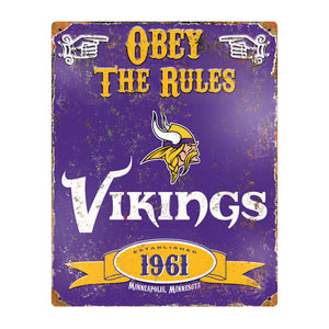 Minnesota Vikings Obey Rules Metal Sign