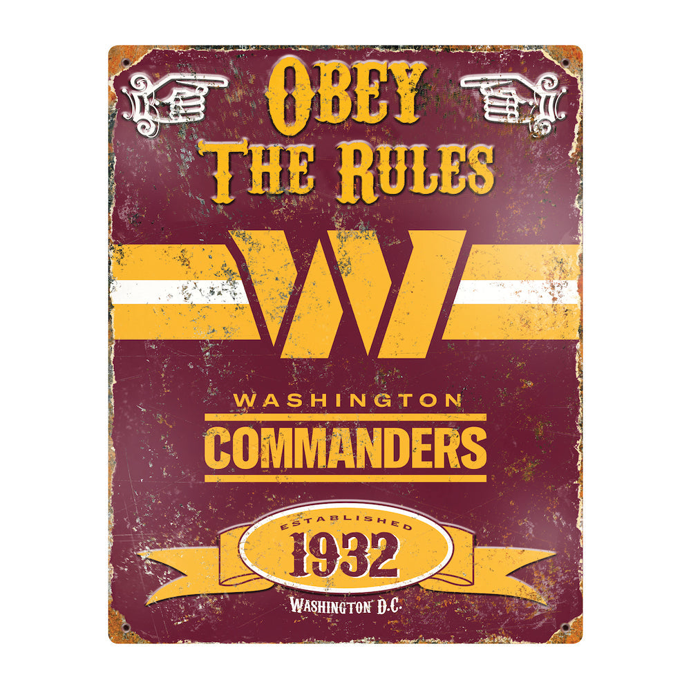 Washington Commanders Obey Rules Metal Sign