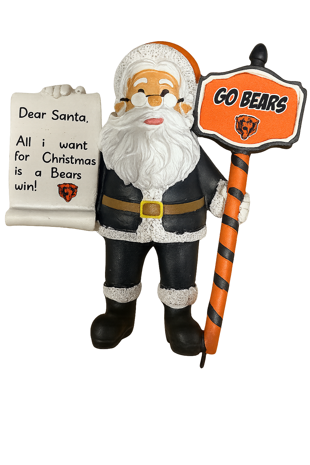 Chicago Bears Santa With Scroll Ornament