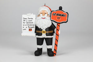 Cincinnati Bengals Santa With Scroll Ornament