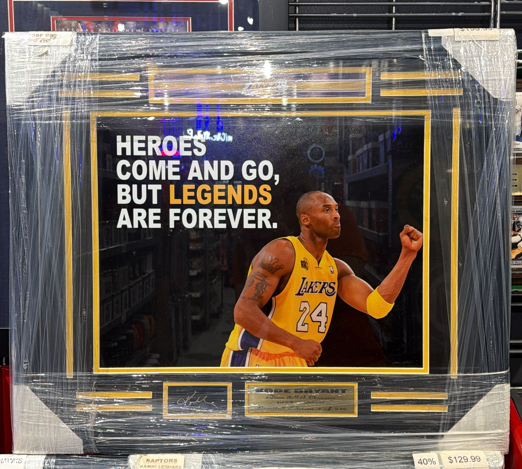 Los Angeles Lakers Kobe Bryant "Heroes Come and Go But Legends Are Forever" Large Frames
