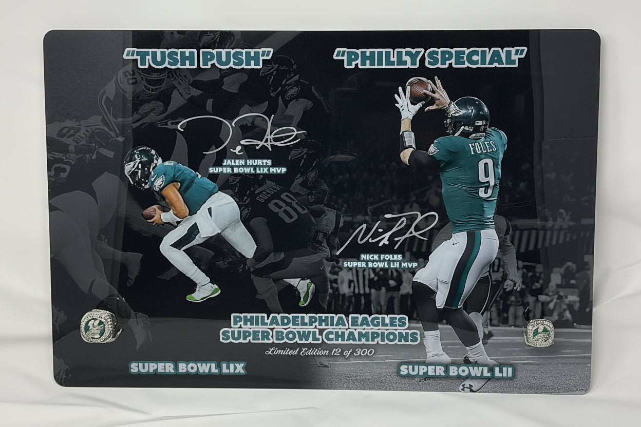 Philadelphia Eagles Tush push & Phily Specials Acrylic Ring Large Frame
