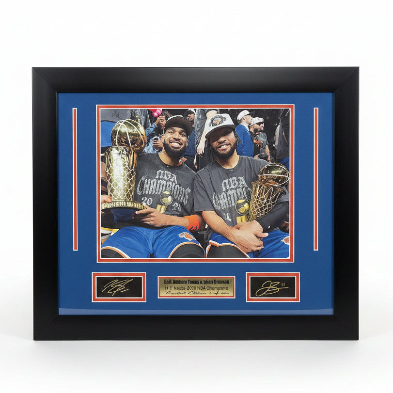 New York Knicks Karl Anthony Towns And Jalen Brunson 2026 NBA Champions Medium Frame