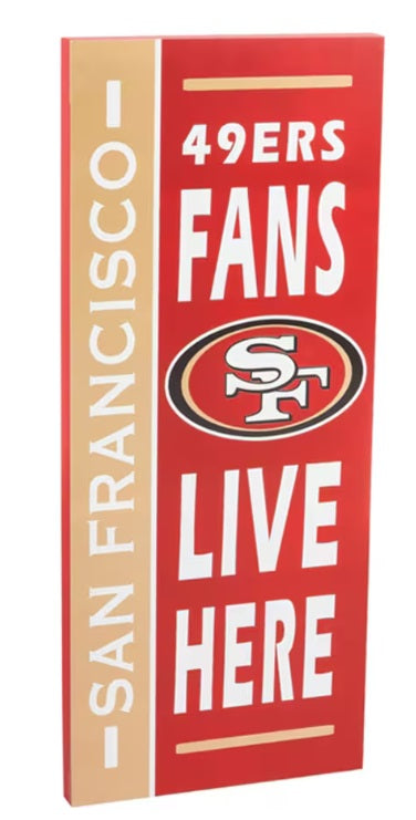 San Francisco 49ers Fans Live Here Wood Sign