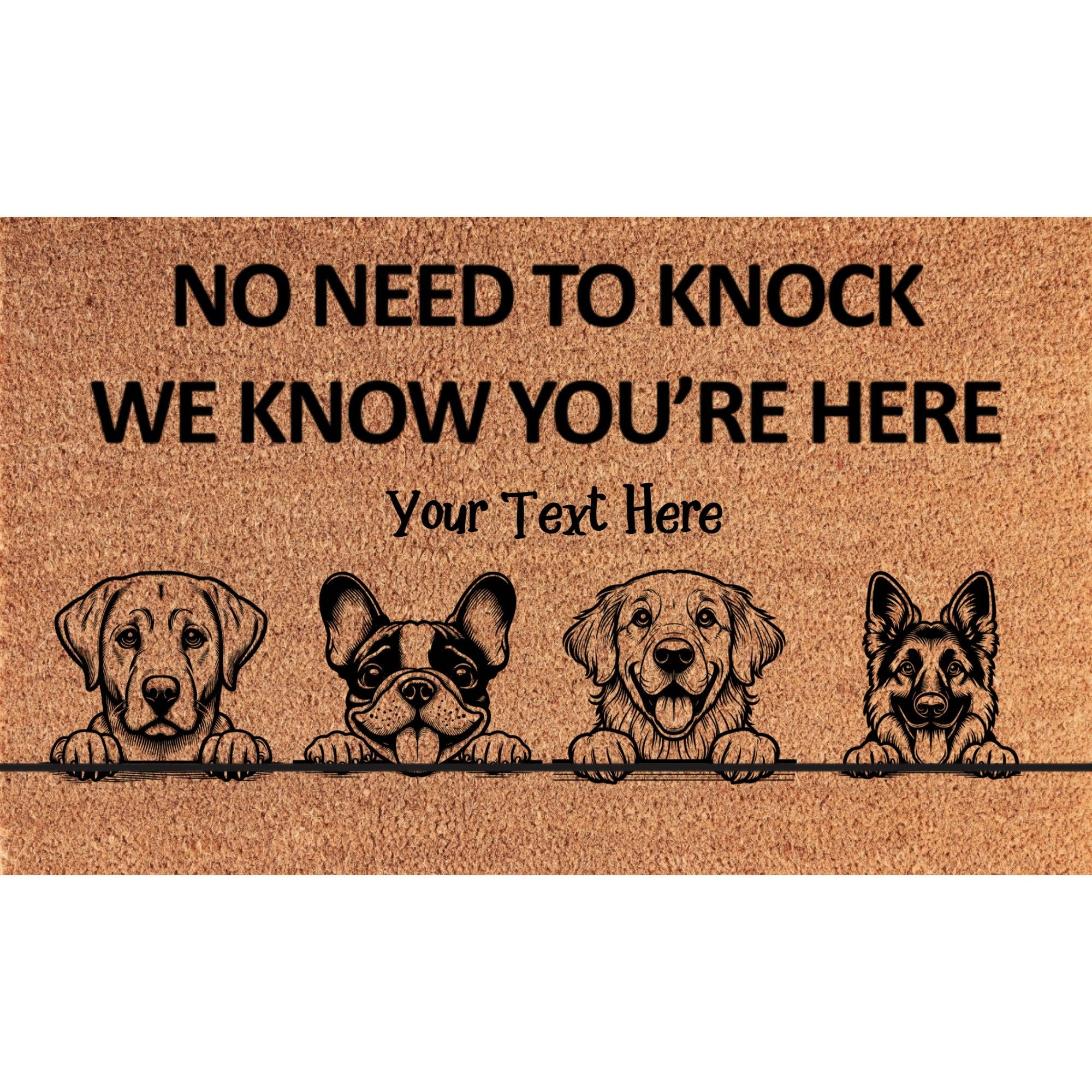 Personalized No Need to Knock Coir Mat – Custom 4 Dogs Doormat