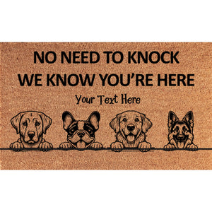 Personalized No Need to Knock Coir Mat – Custom 4 Dogs Doormat
