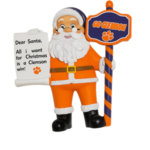 Clemson Tigers Santa With Scroll Ornament