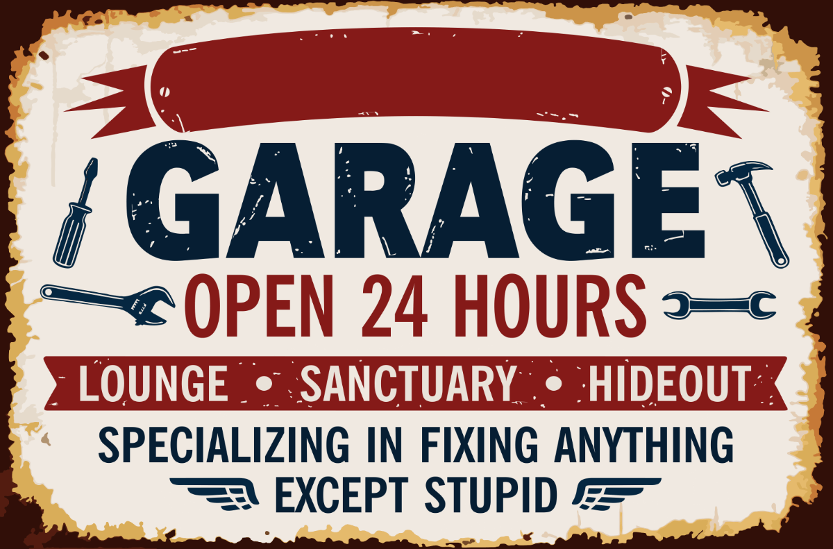 Personalized Garage Metal Sign – Custom Name Open 24 Hours Man Cave Wall Decor