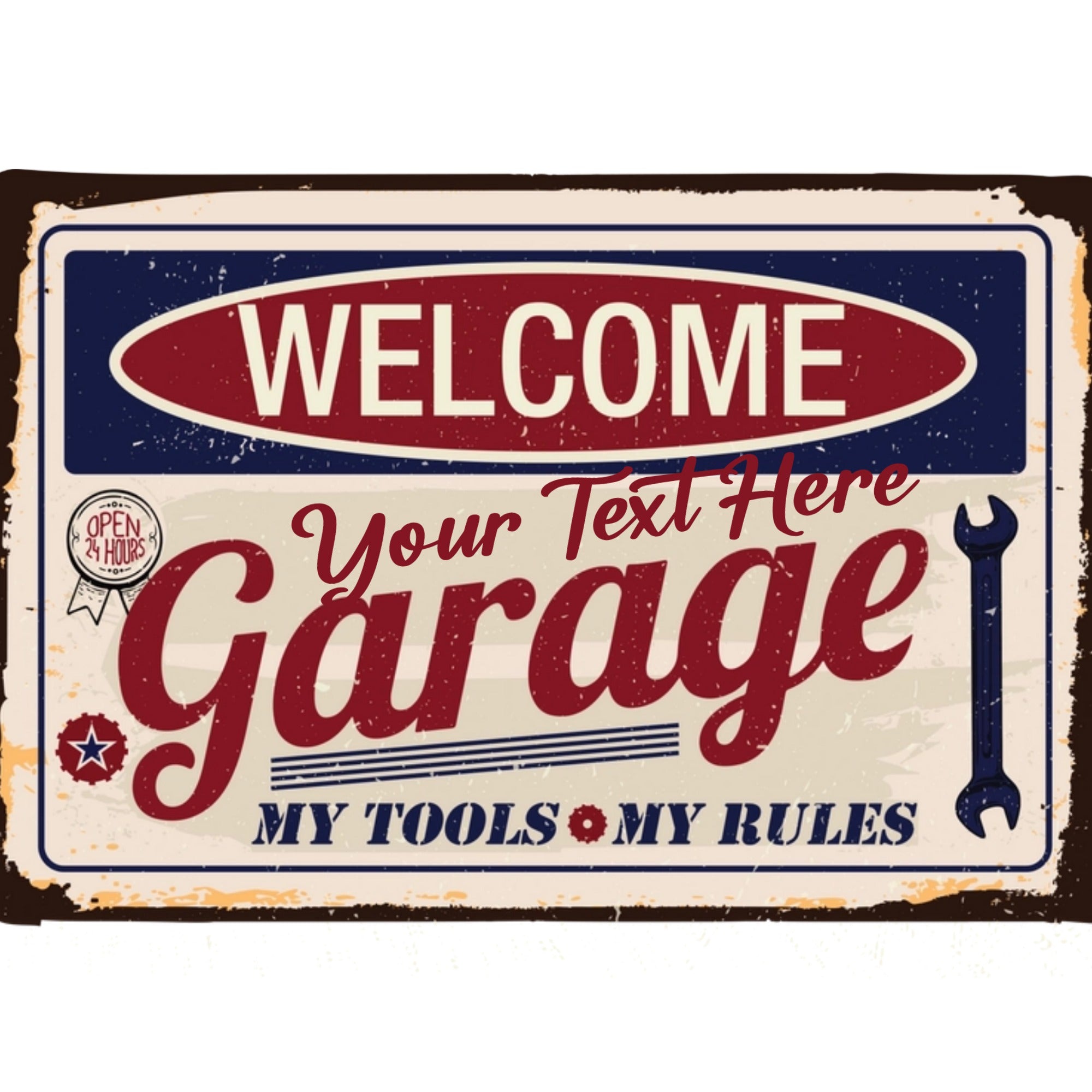 Personalized Vintage Garage Sign – “My Tools, My Rules” Custom Metal Sign