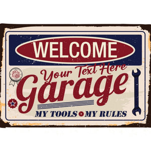 Personalized Vintage Garage Sign – “My Tools, My Rules” Custom Metal Sign
