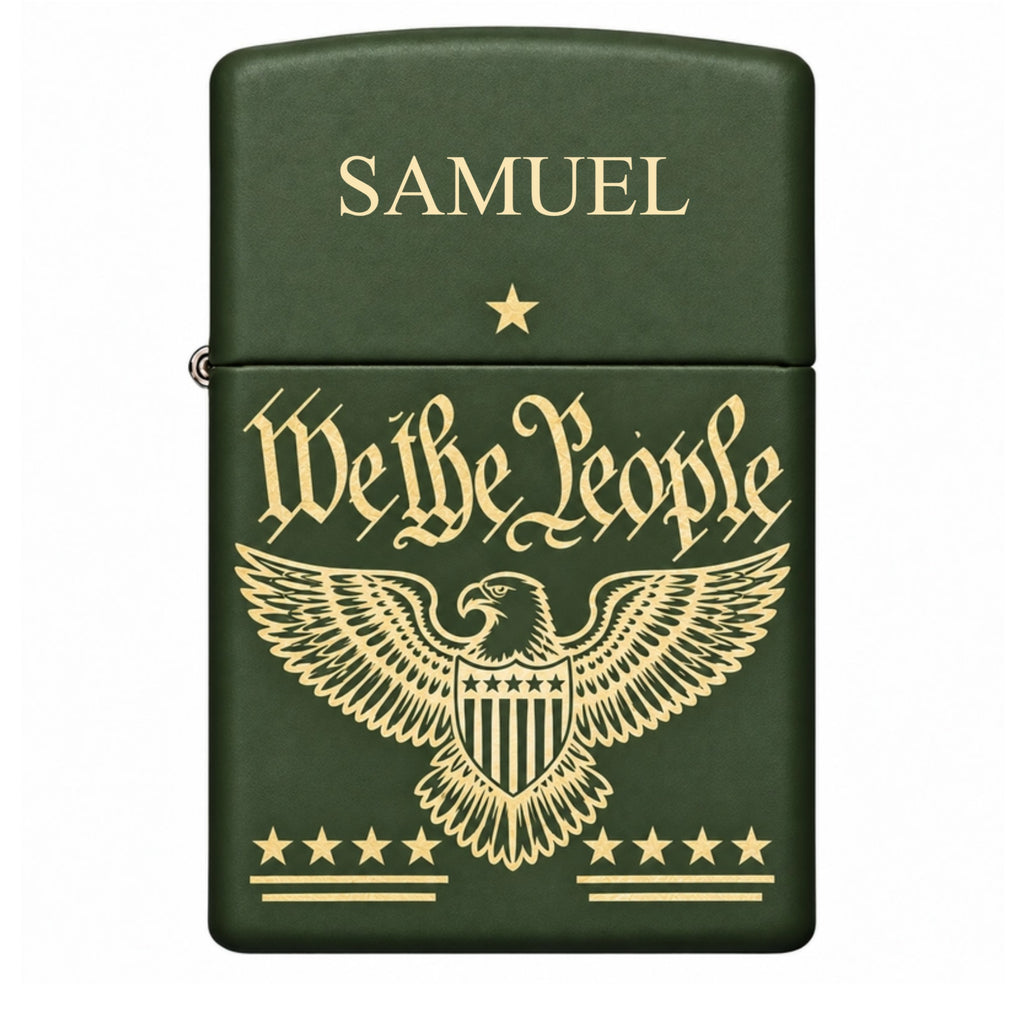 Personalized Green Matte Zippo Lighter – Custom Engraved