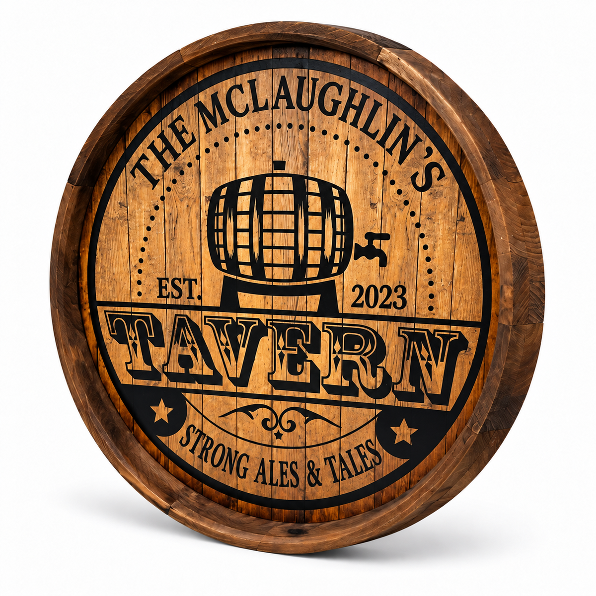 Personalized Tavern Barrel Sign – Strong Ales & Tales