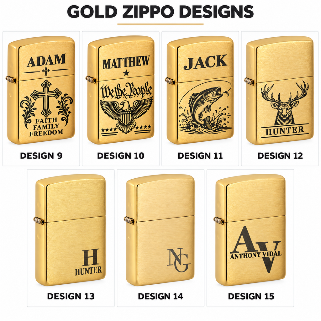 Personalized Gold Zippo Lighter – Custom Engraved