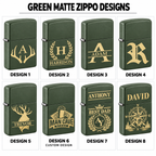 Personalized Green Matte Zippo Lighter – Custom Engraved