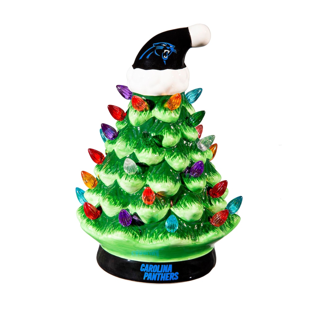 Carolina Panthers LED Ceramic Christmas Tree - 8"