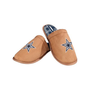 Dallas Cowboys Brown Suede Slippers