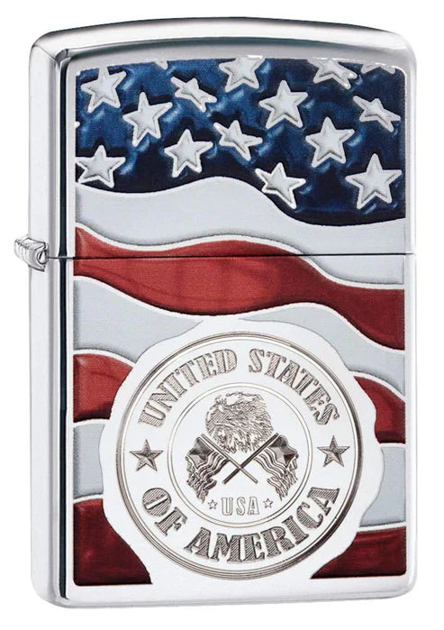 American Stamp on Flag Zippo Lighter