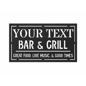 Personalized Bar & Grill Metal Sign – Custom Name Home Bar Decor