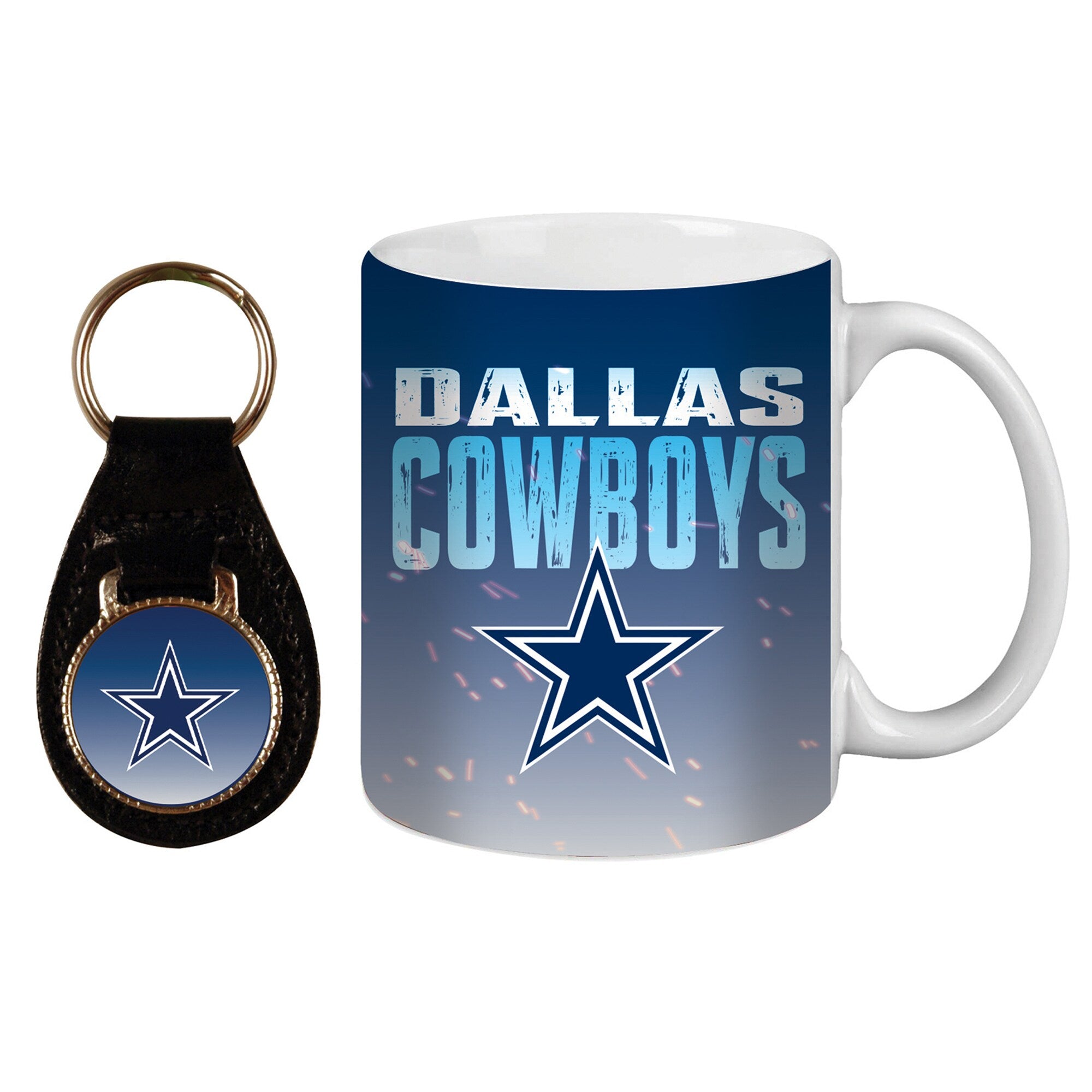Dallas Cowboys Ceramic Mug & Leather Keychain Set