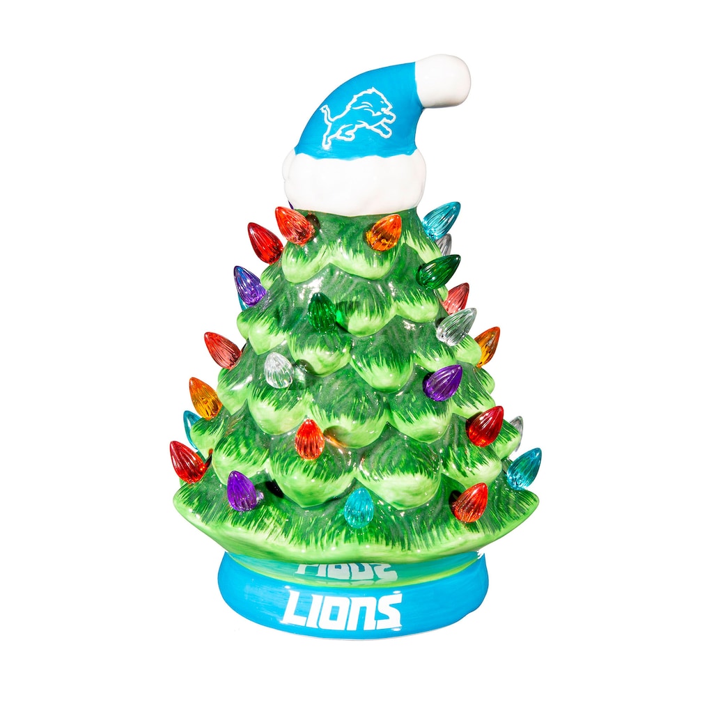 Detroit Lions LED Ceramic Christmas Tree - 8"