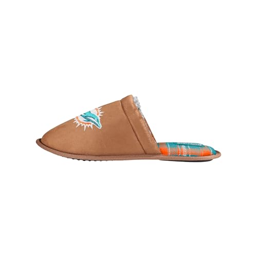 Miami Dolphins Brown Suede Slippers